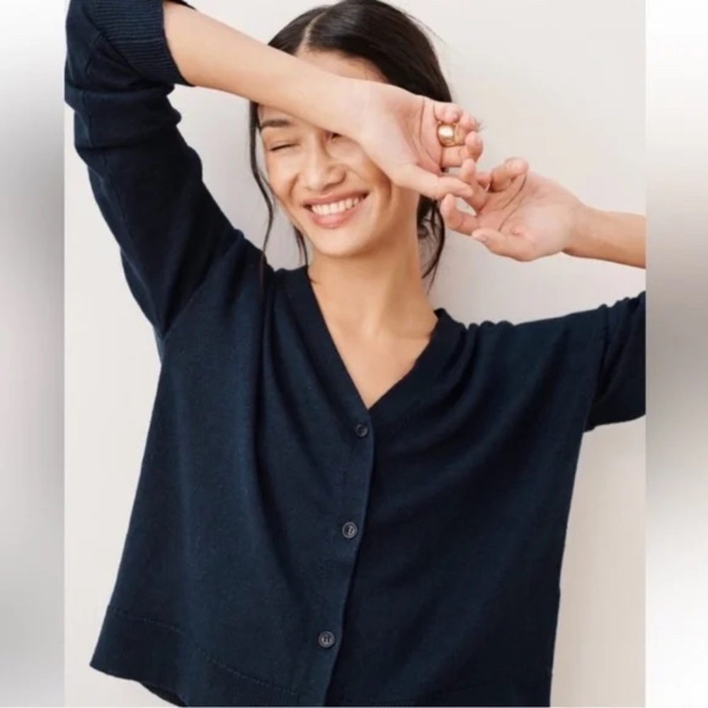 Jenni Kayne linen cropped navy cardigan, XS